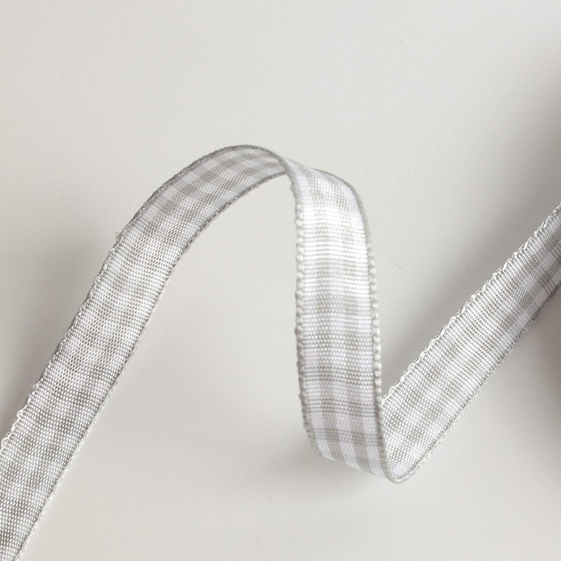 Micomon Gray Gingham Plaid Checked Ribbon 25 Yards Each Roll 100% Polyester (3/8"",Gray) - Image 5